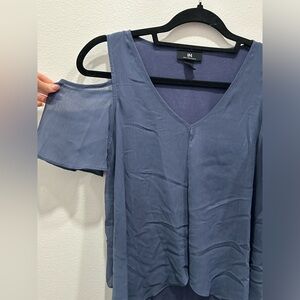Navy blue cold shoulder top